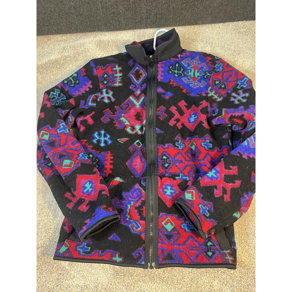 Vintage 90s Abstract Camp7  Full Zip Fleece Jacket USA Made Size Medium